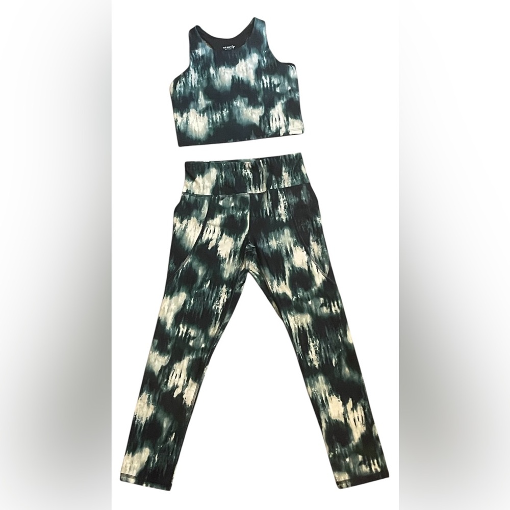 Girls Green and Black Tie-Dye Pants & Jumpsuit Set